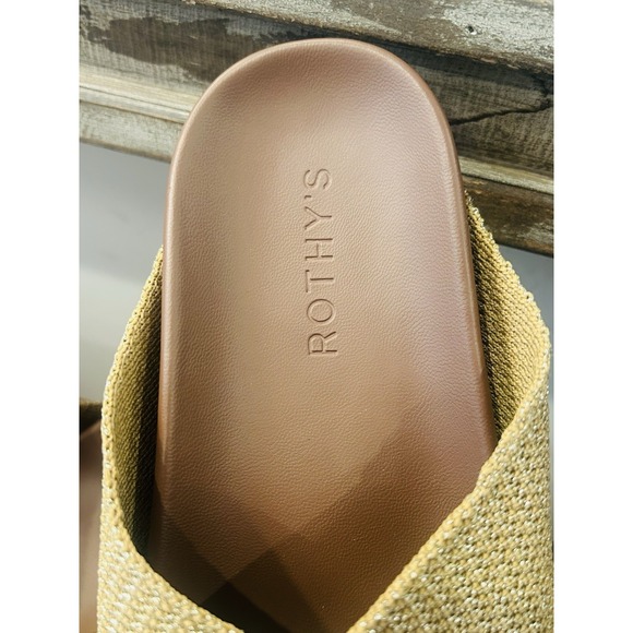 Rothys The Weekend Slide Sandals Size 5.5 Golden Sun Comfort Footbed Slip On - Picture 2 of 9